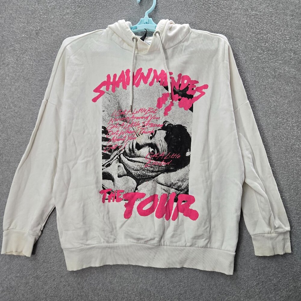 Shawn Mendes Women Sweatshirts S White Oversized Hoodie Logo Youth The Tour READ